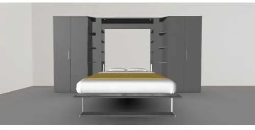 Set pat rabatabil dublu (150X200), 2 dulapuri Acordeon (100 cm) si 2 minibiblioteci cross - NOVA BIG WARDROBE SET