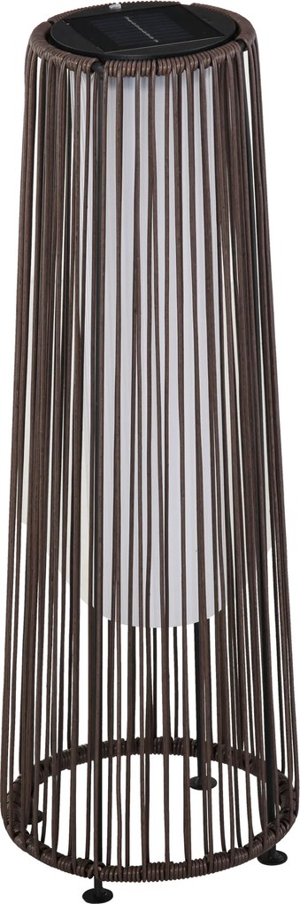 Outsunny Lanternă Solară de Grădină cu Panou de Încărcare, Lampă solară de Exterior din Metal și Ratan, Ø21.5x61 cm, Maro | Aosom Romania