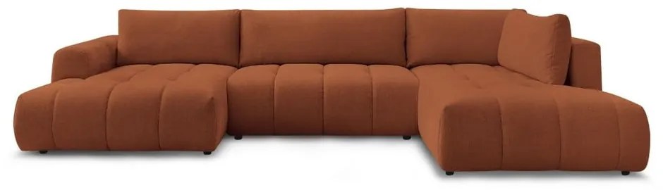 Colțar cărămiziu extensibil/cu spațiu de depozitare (cu colț pe partea dreaptă/în formă de "U") Fuji – Bobochic Paris