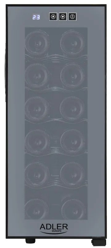 Racitor de vinuri Adler AD 8083, 33 L, Digital, 12 sticle, 15-18°C, Negru