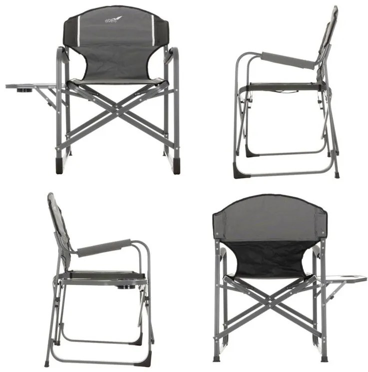 Scaun pliant de camping cu masă și suport - 2 bucăți