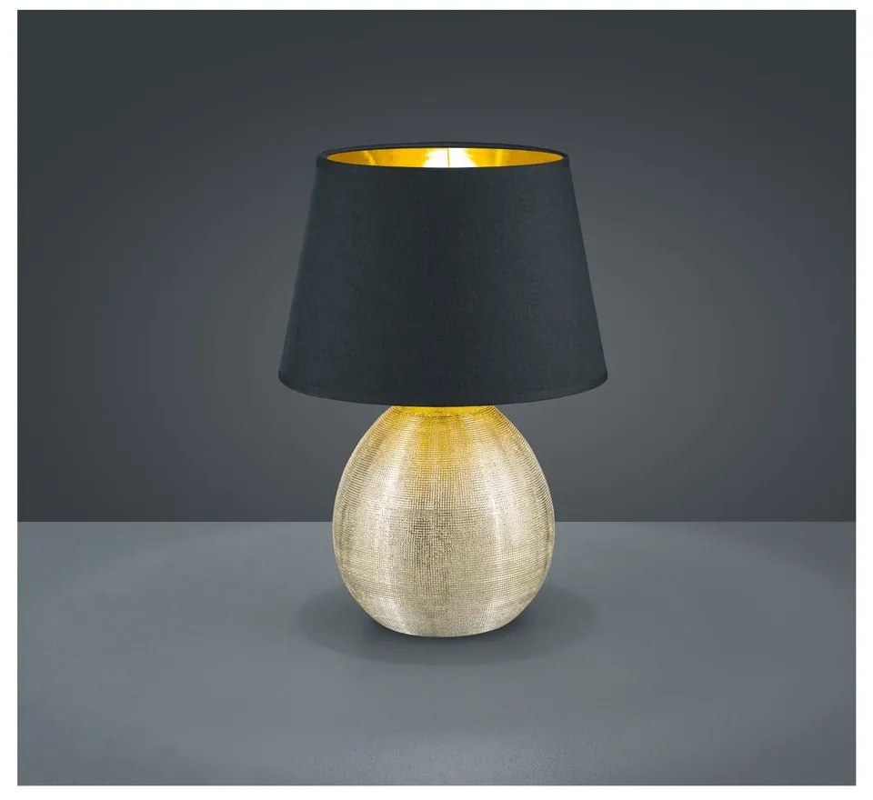 Veioză din ceramică și pânză Reality Luxor, înălțime 35 cm, negru