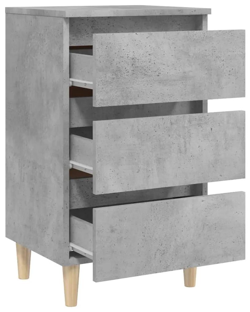 Noptiere cu picioare lemn masiv, 2 buc., gri beton, 40x35x69 cm 2, Gri beton