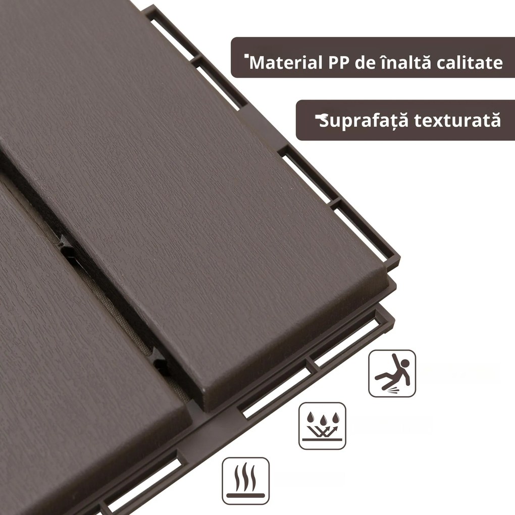 Outsunny Set Plăci de Gresie pentru Pavaj Terasă 30x30x2cm 0.81mq Maro | Aosom Romania