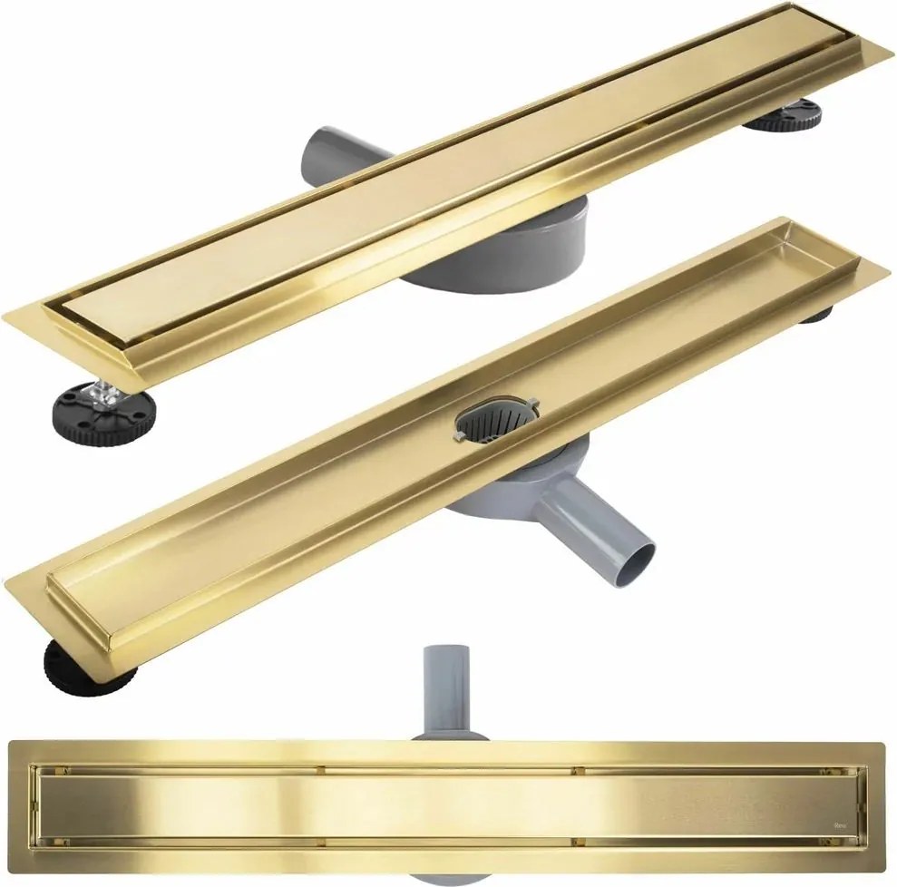 Set rigola pentru dus plus capac auriu periat Rea Neox Pro 70 cm