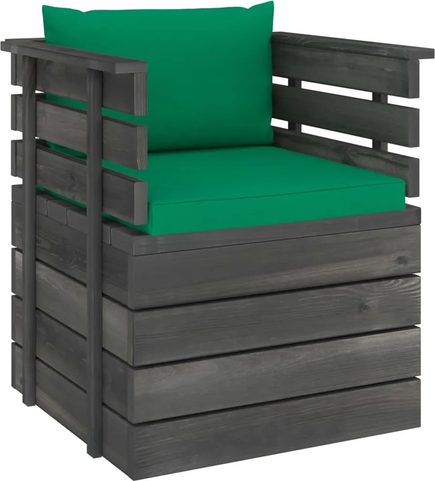 vidaXL Fotoliu de grădină cu perne, lemn de pin