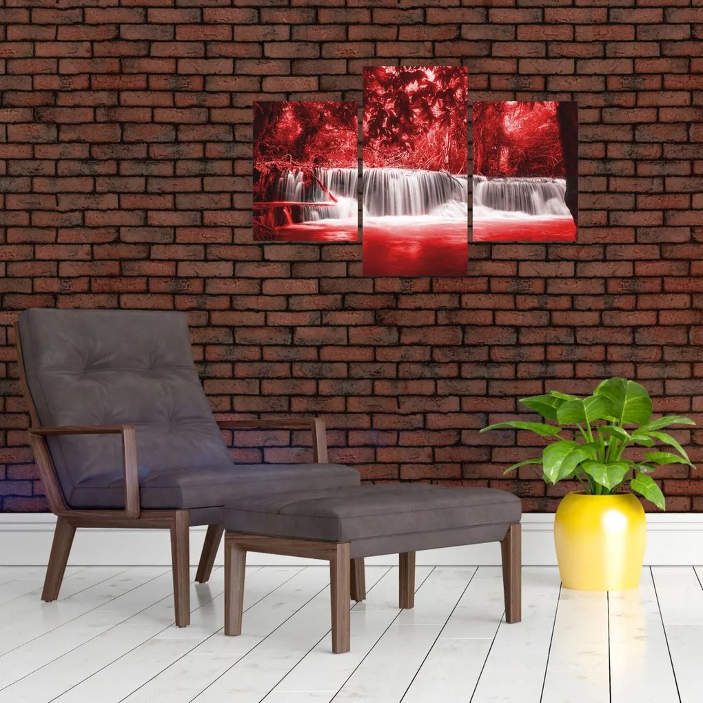 Tablou - Cascadă, roșu (90x60 cm)