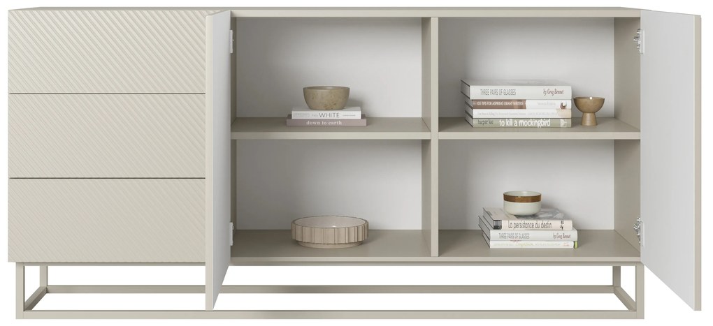 Comodă cu sertare pe cadru Asha 167 cm - cașmir