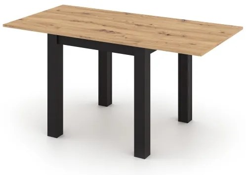 Masă de dining extensibilă ZARO, stejar artisan/negru