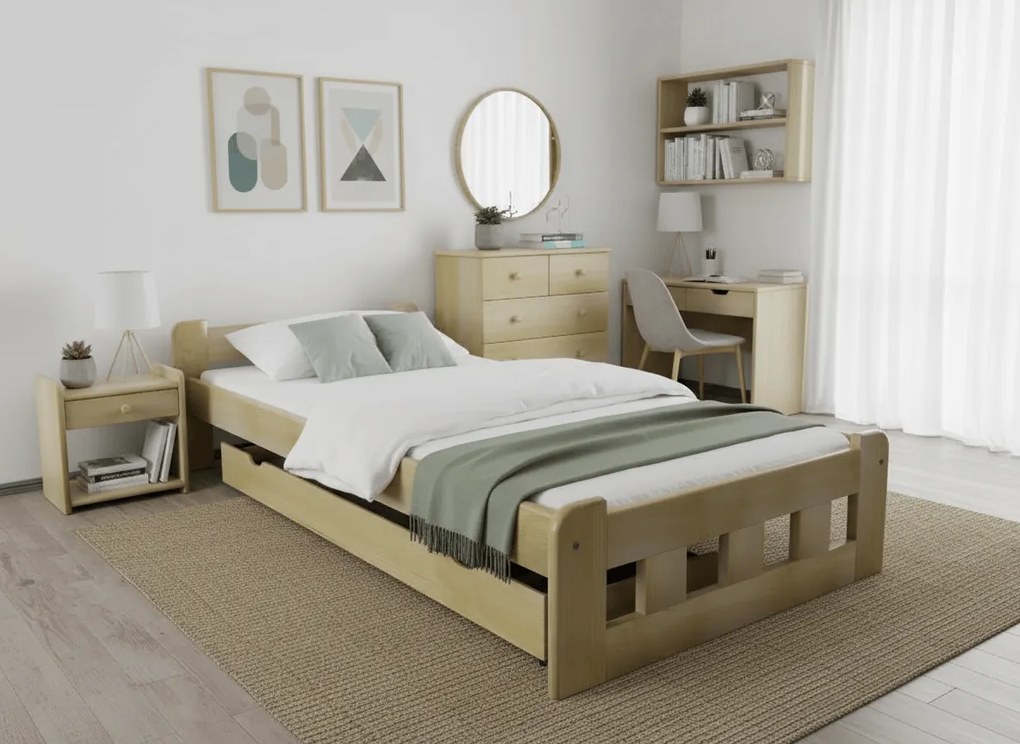 Pat inalt Naomi 120 x 200 cm, pin Saltele: Cu saltele Coco Maxi 20 cm, Somiera pat: Fara somiera