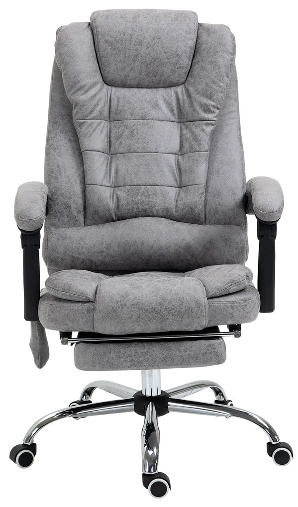 Vinsetto Scaun de birou director de masaj încălzitor înălțime reglabilă spătar înclinabil microfibră gri | Aosom Romania