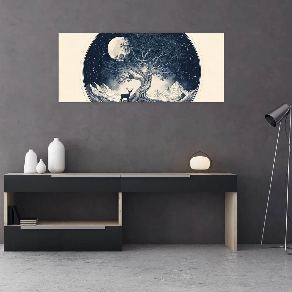 Tablou – Arbore magic cu cerb I. (120x50 cm)