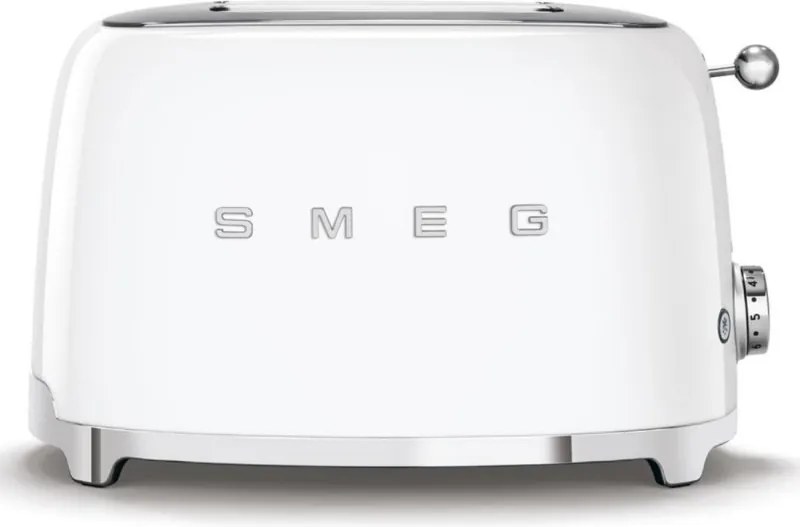 Prajitor de paine SMEG 50's Style TSF01WHEU, 950 W, 2 felii, 6 trepte, Tava pentru firimituri, Cablu integrat, Otel inoxidabil, Alb