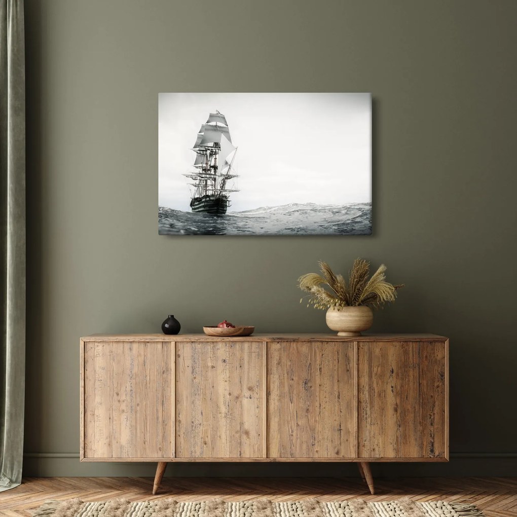 Tablou - O navă care navighează pe ocean (90x60 cm)