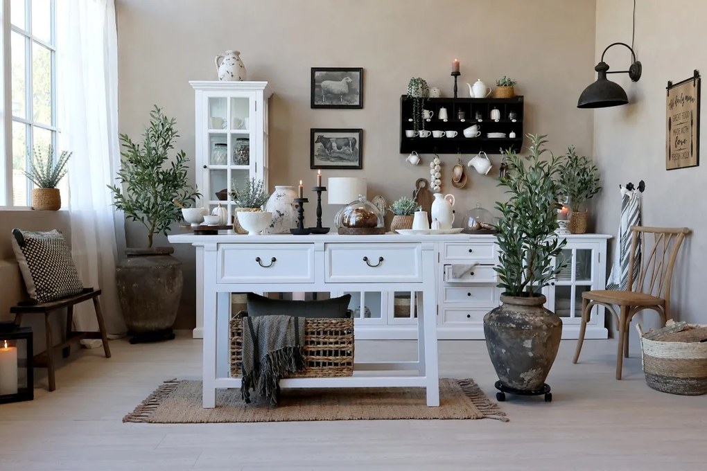 Scaun dining bej din lemn de cauciuc, rattan si rachita, cu aspect vintage, French