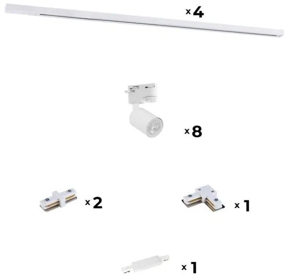Spot pentru sistem de șină Zuma Line 3045 REFLEKTOR 8xGU10/10W/230V