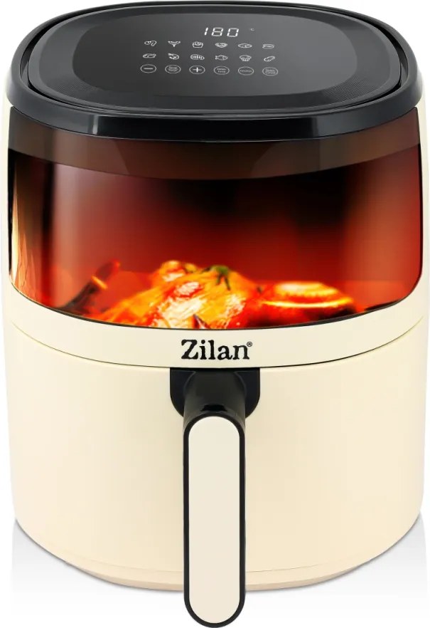 Friteuza Zilan ZLN9984 tip air fryer, 1500W, capacitate 5L, temperatura maxima 200 grade, Crem