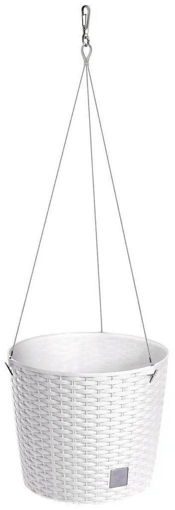 Ghiveci decorativ cu lant, rotund, alb, 25.6x21.9 cm, Rato Round WS