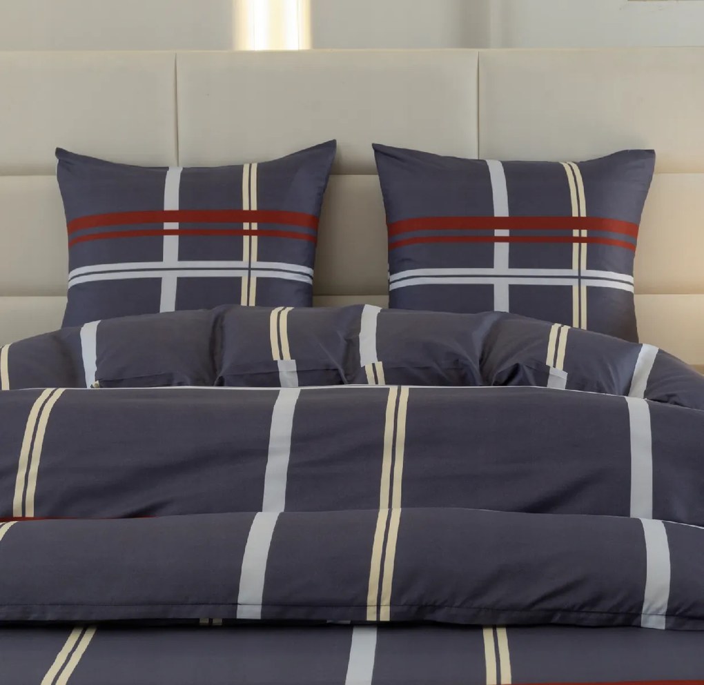 Lenjerie de pat din microfibra TARTAN albastru inchis Dimensiune lenjerie de pat: 2 buc 70 x 80 cm | 160 x 200 cm