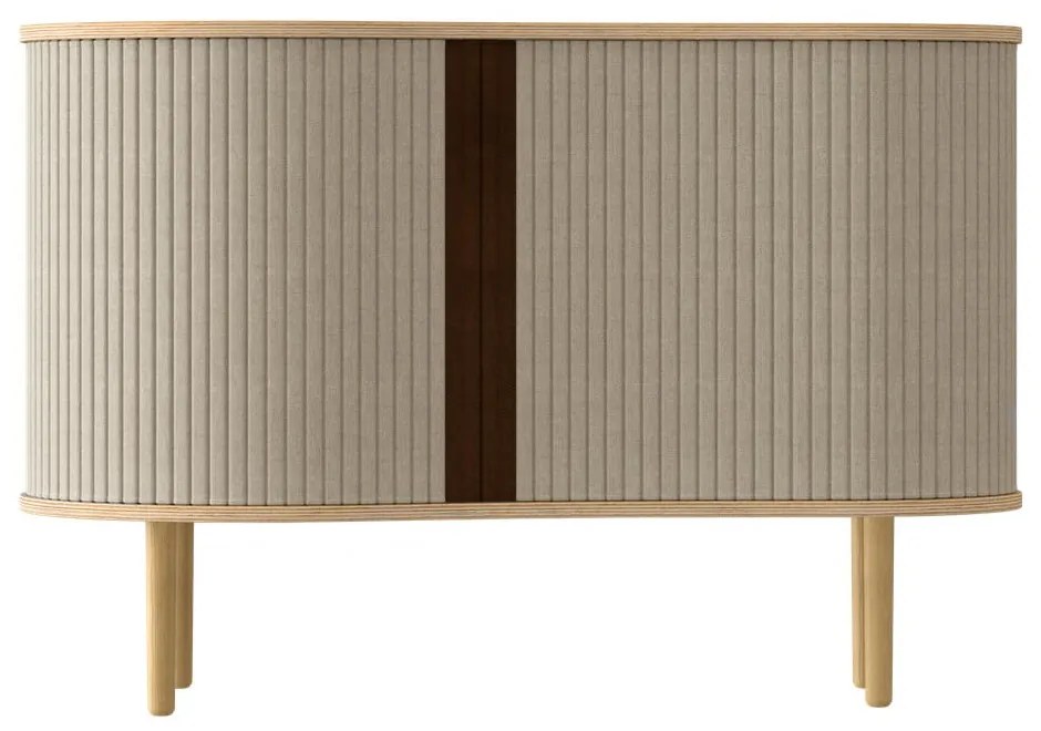 Comodă bej/în culoare naturală joasă cu aspect de lemn de stejar cu ușă glisantă 100x67 cm Audacious – UMAGE