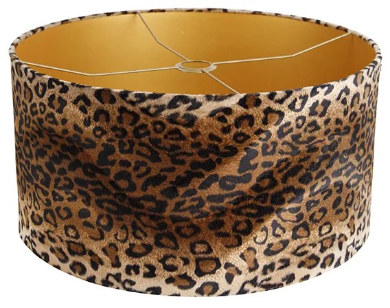 Abajur din catifea cu imprimeu leopard 50/50/25 auriu interior
