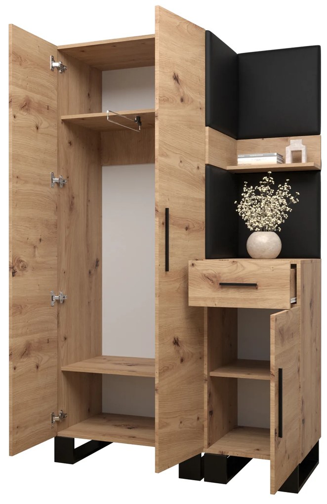 Set mobilier pentru hol Amanda 6 (Stejar artisan + Negru). 1085906