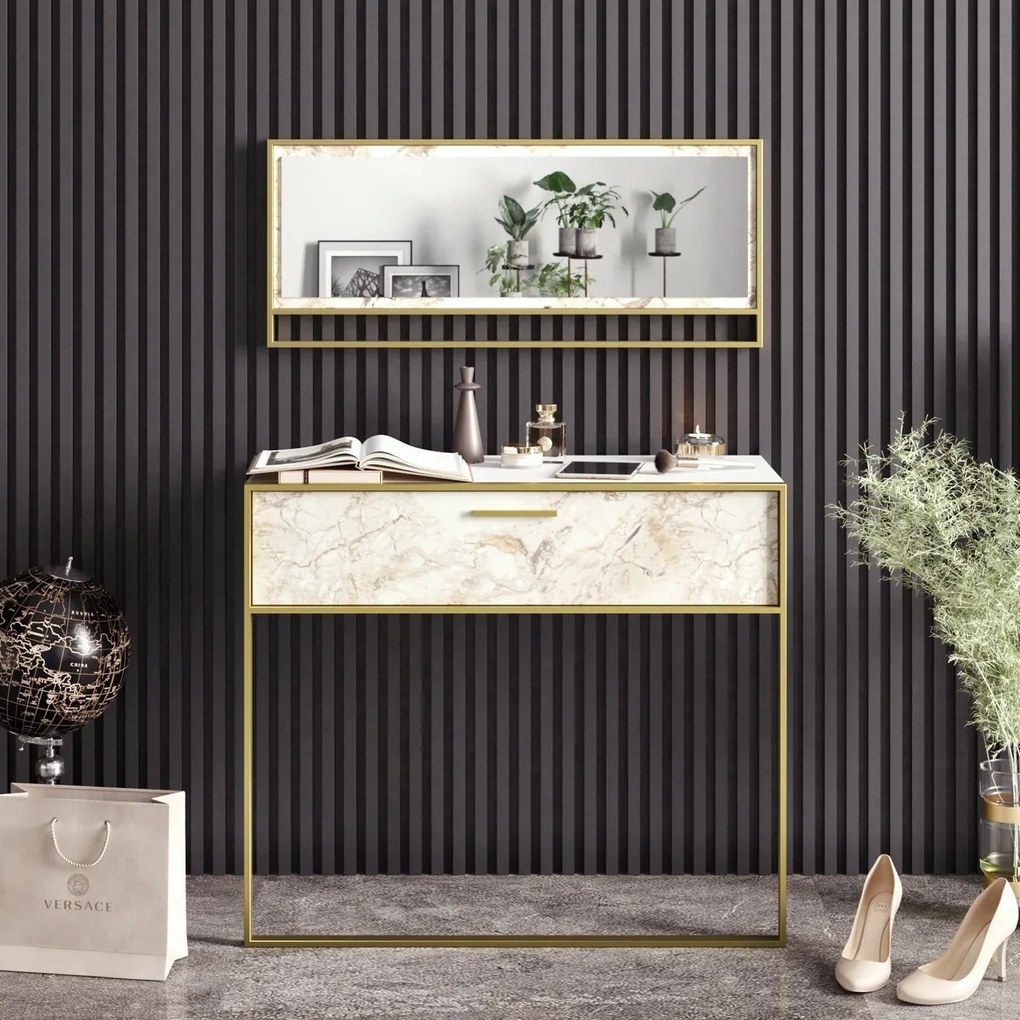 Masă decorativă Polka Aynali Alb
