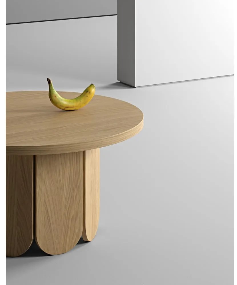 Măsuță de cafea în culoare naturală rotundă cu blat cu aspect de lemn de stejar 78x78 cm Soft – Woodman