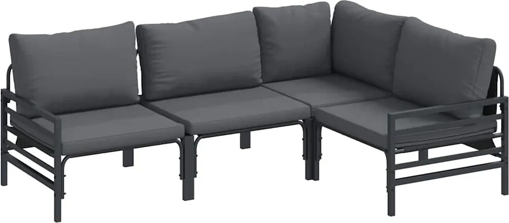 vidaXL Set de canapele pentru grădină cu pernă 4 pcs Antracit Oțel