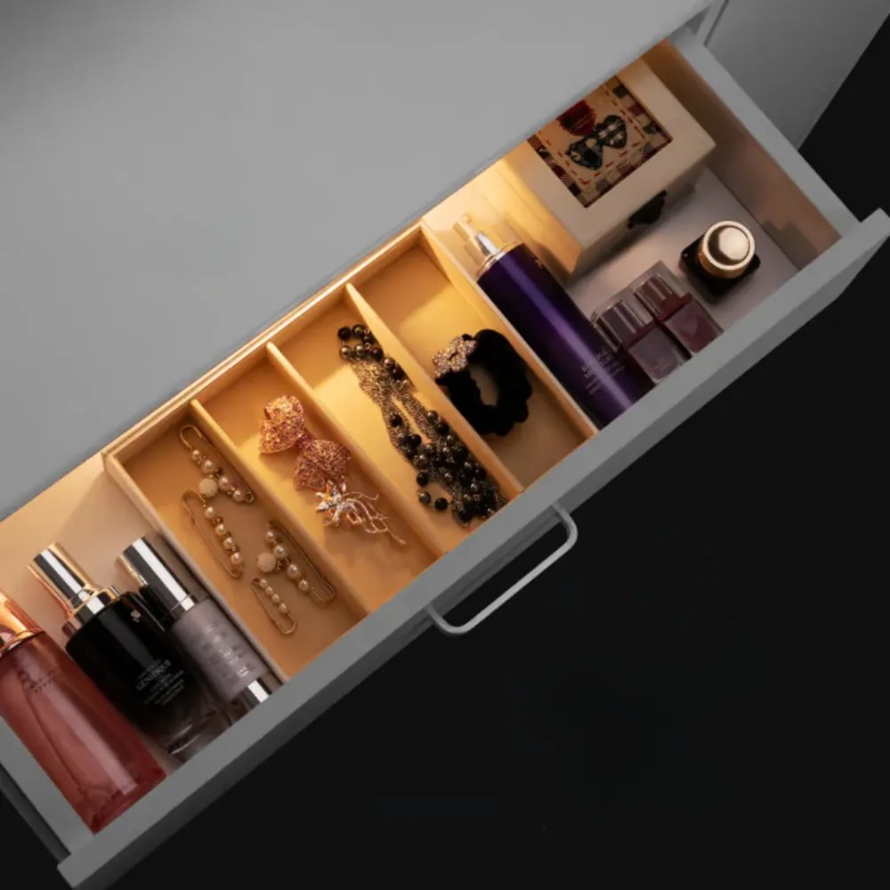 Masă de toaletă JOCELYN cu iluminare, 140×90×40cm, albă Casaria