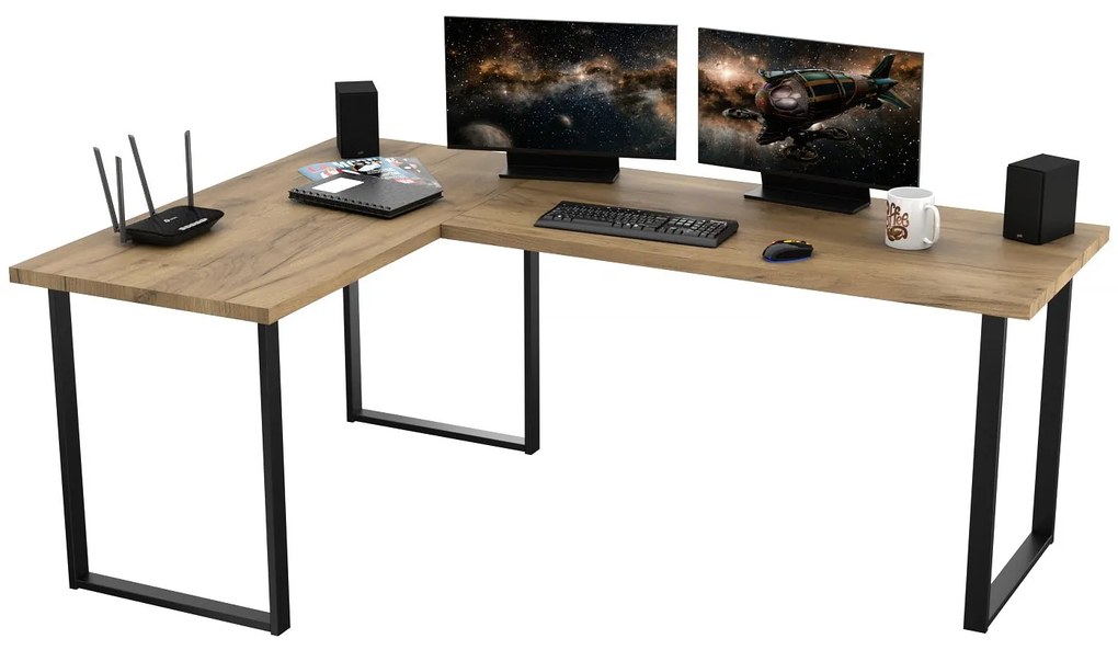 Masă PC de colț Vintid (Stejar craft + Negru). 1054977