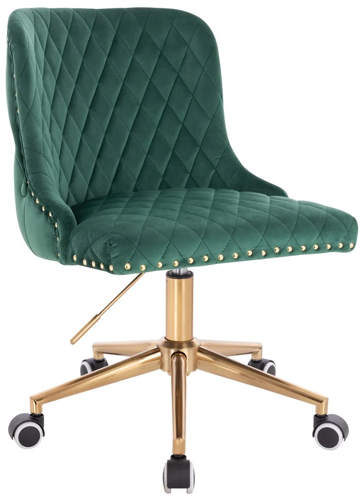 HR940K Scaun Verde din Catifea cu Bază Aurie
