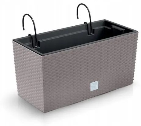 Jardiniera decorativa, suport metalic, imitatie ratan, cafeniu, 39.5x18.5x19.5 cm, Rato Case W