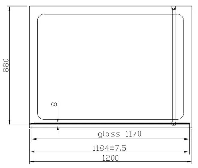 Paravan dus sticla securizata walk-in 120x200 cm, auriu periat, Mediterraneo Foxy 1200x2000 mm