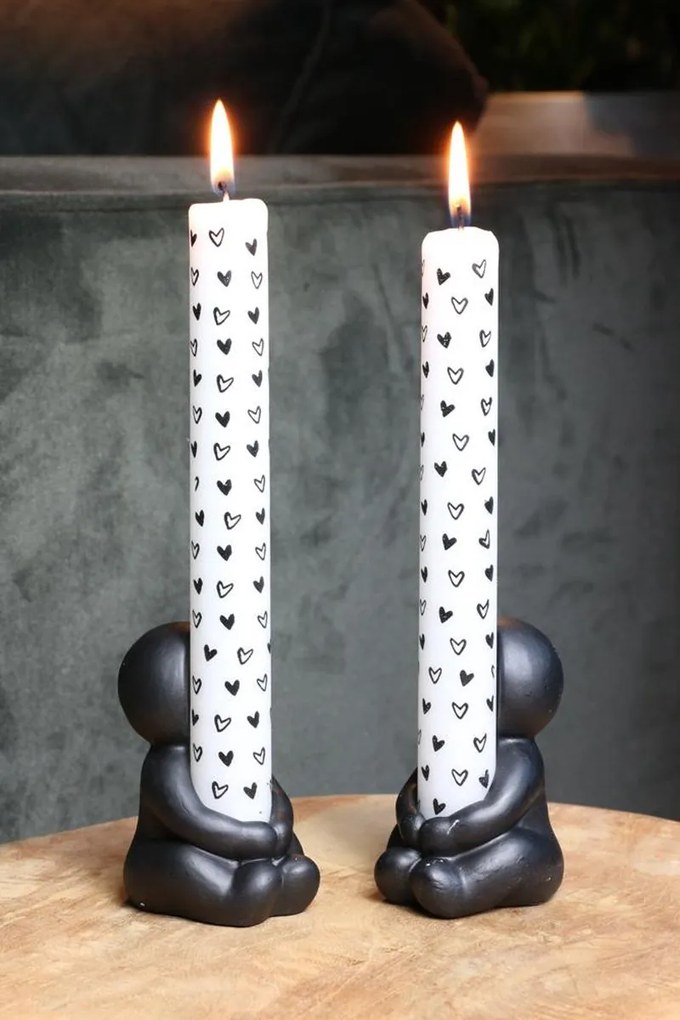 Set 2 suporturi pentru lumanari din ceramica IDEAS 4 SEASONS, neagra