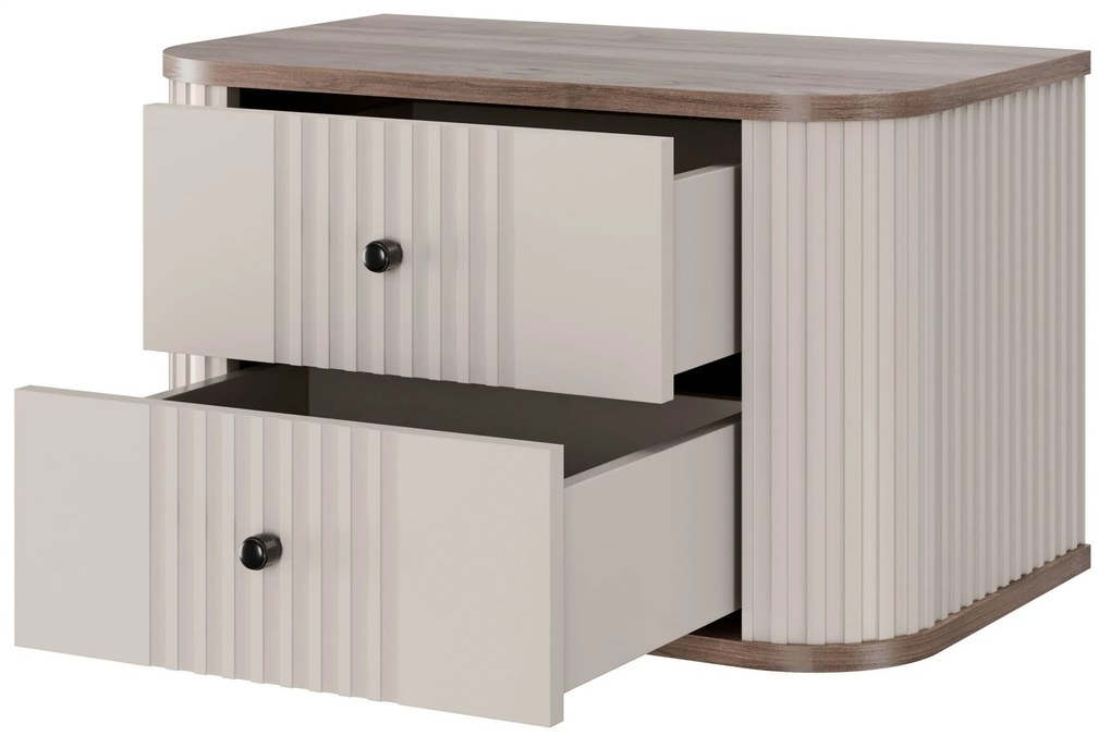 Set noptiere suspendat Vesper 56 cm - cașmir / nuc / mânere negre