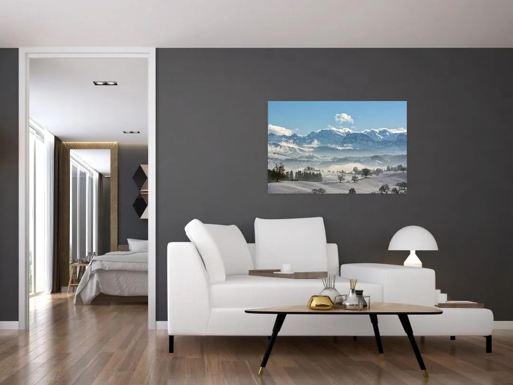 Tablou cu munții înzăpeziți (90x60 cm)