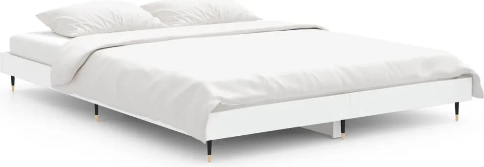 vidaXL Cadru de pat, alb, 140x190 cm, lemn prelucrat