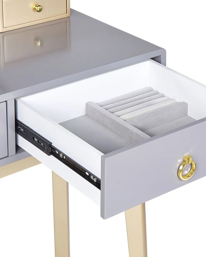 Masă de toaletă Fedro (gri) (cu iluminat LED). 1075089