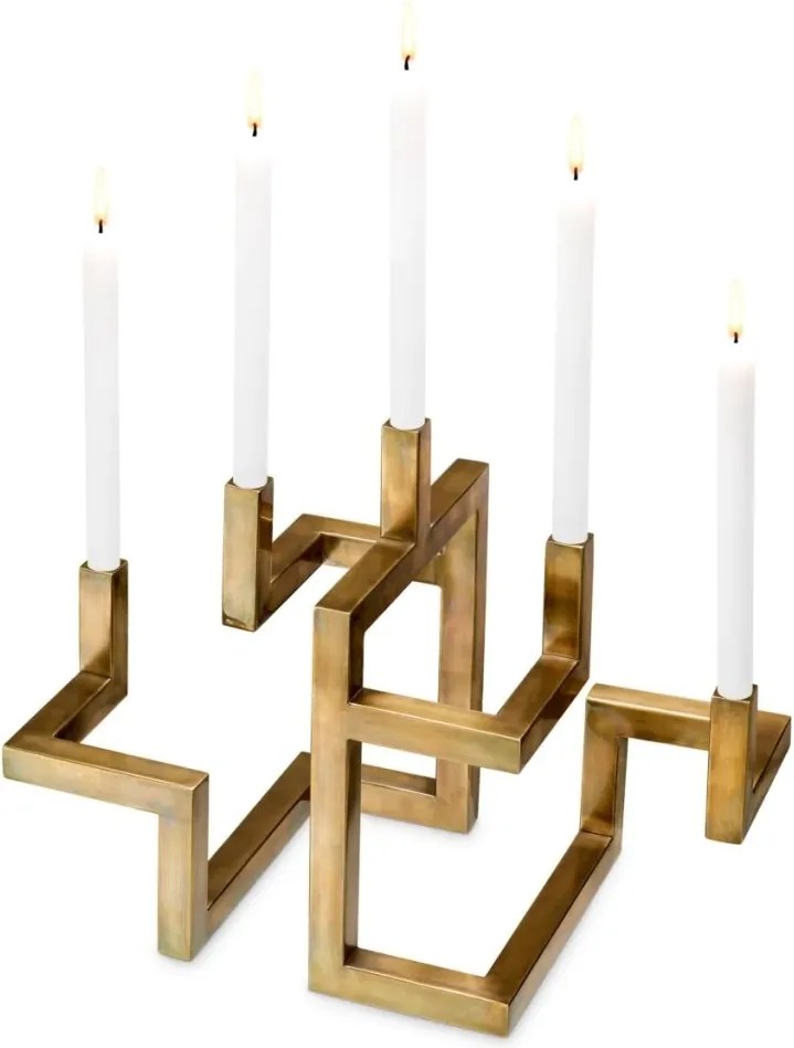 Suport pentru 5 lumanari, design LUX Skyline, alama vintage