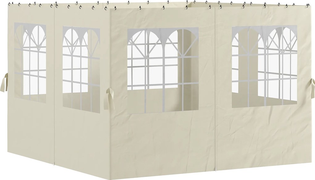 Outsunny Panouri laterale pentru pavilion, 4 panouri laterale pentru pavilion de grădină, cu fermoar, pavilion 3 x 4 m, crem | Aosom Romania