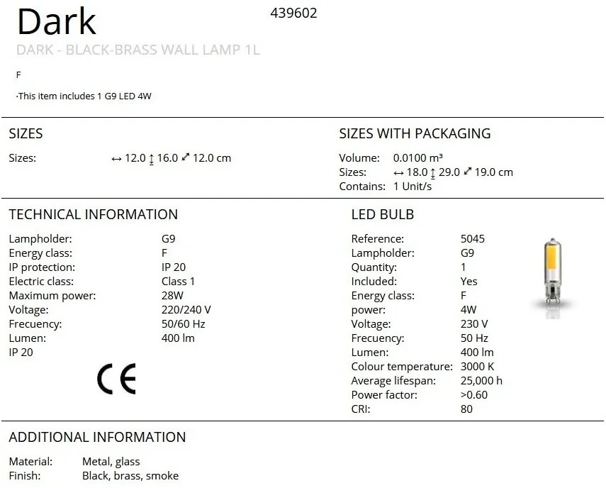 Aplica de perete design modern Dark