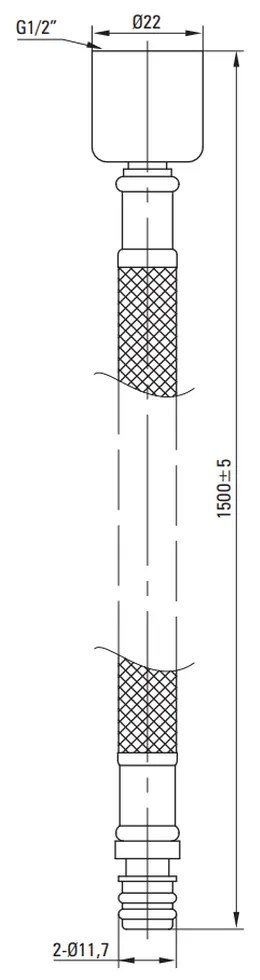 Furtun Deante pentru baterie bucatarie cu dus extractibil, 150 cm, negru