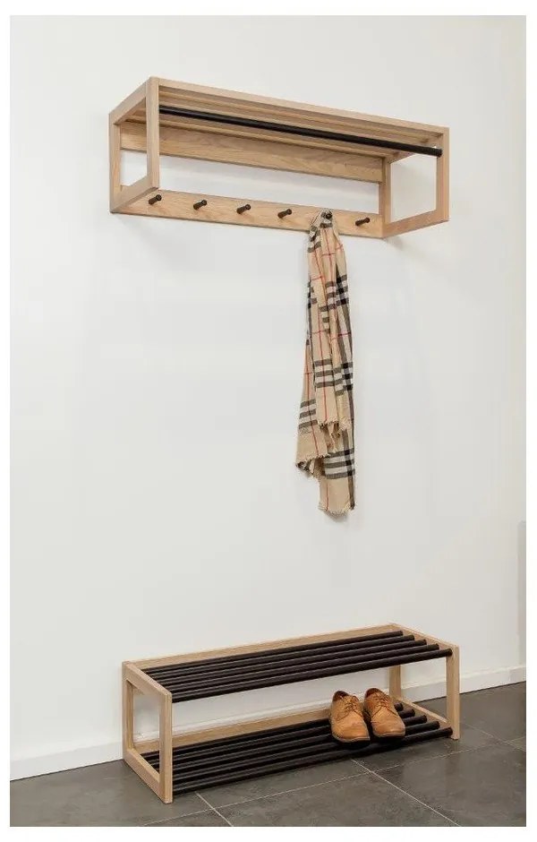 Suport de pantofi din metal negru/natural - Woodman