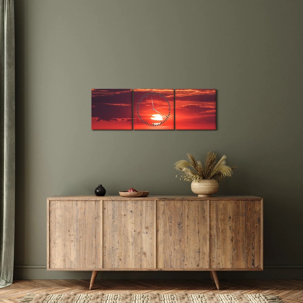 Tablou cu soarele colorat (cu ceas) (90x30 cm)