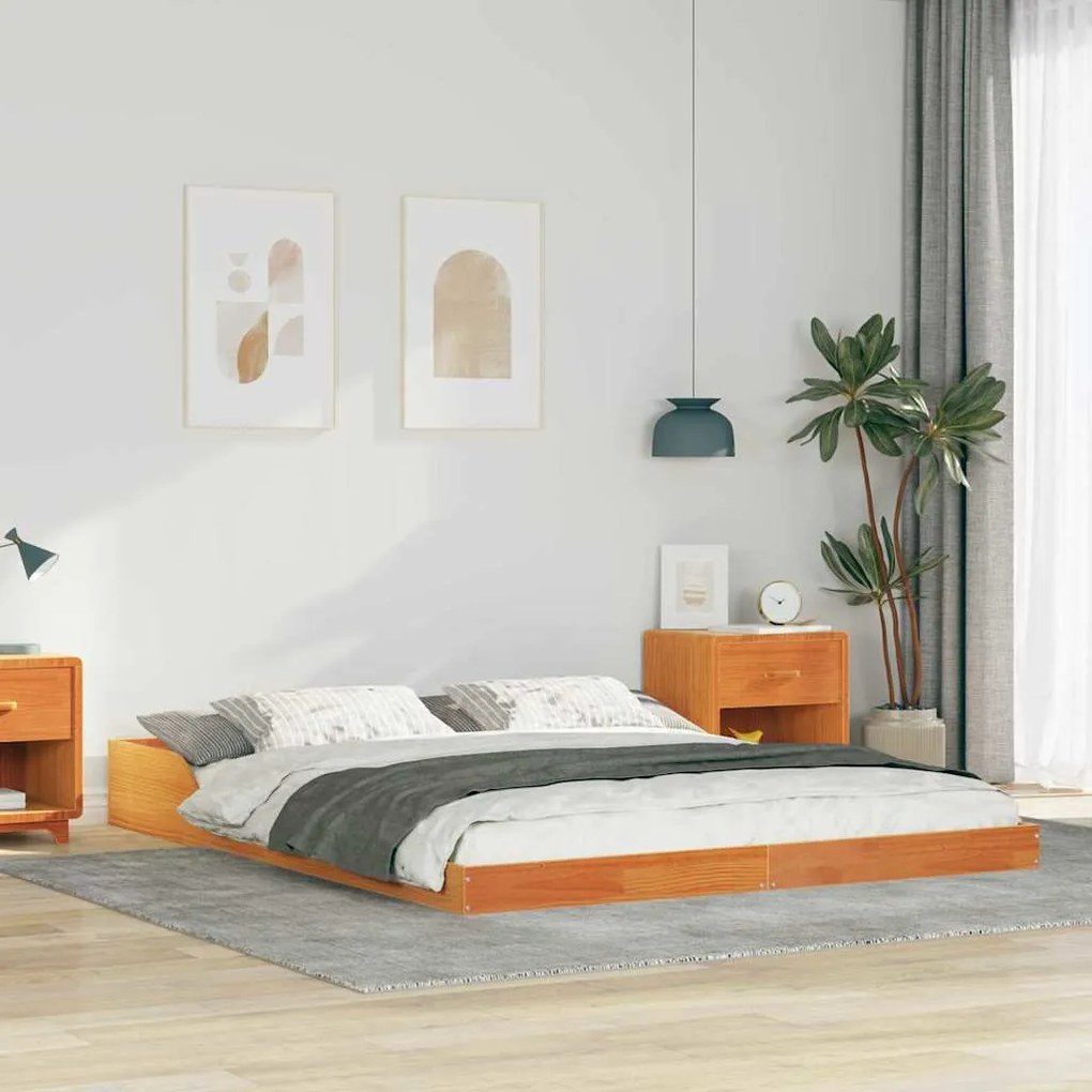 vidaXL Cadru de pat Maro ceruit 140 x 200 cm Lemn masiv de pin