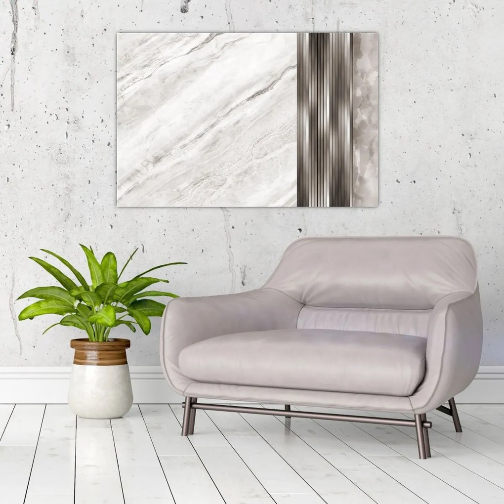 Tablou - Marmură cu linii argintii (90x60 cm)