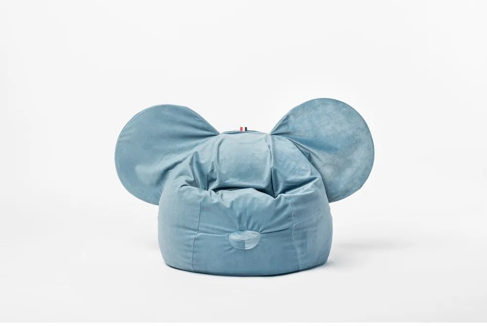 Fotoliu sac catifelat pentru copii The Brooklyn Kids Ears, albastru