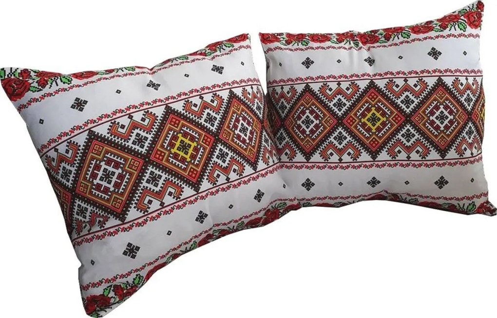 Set 2 perne decorative Casa Gino®, dimensiuni 40X40 cm, pentru living, bucatarie si dormitor, bumbac 100%, Motive traditionale si Trandafiri