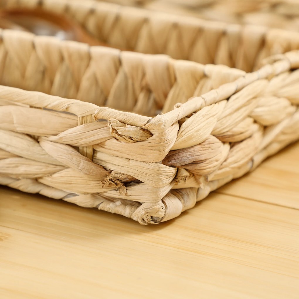 HOMCOM Coș de depozitare trestat din papură de apă cu 4 compartimente, pentru baie, dormitor, naturale | Aosom Romania